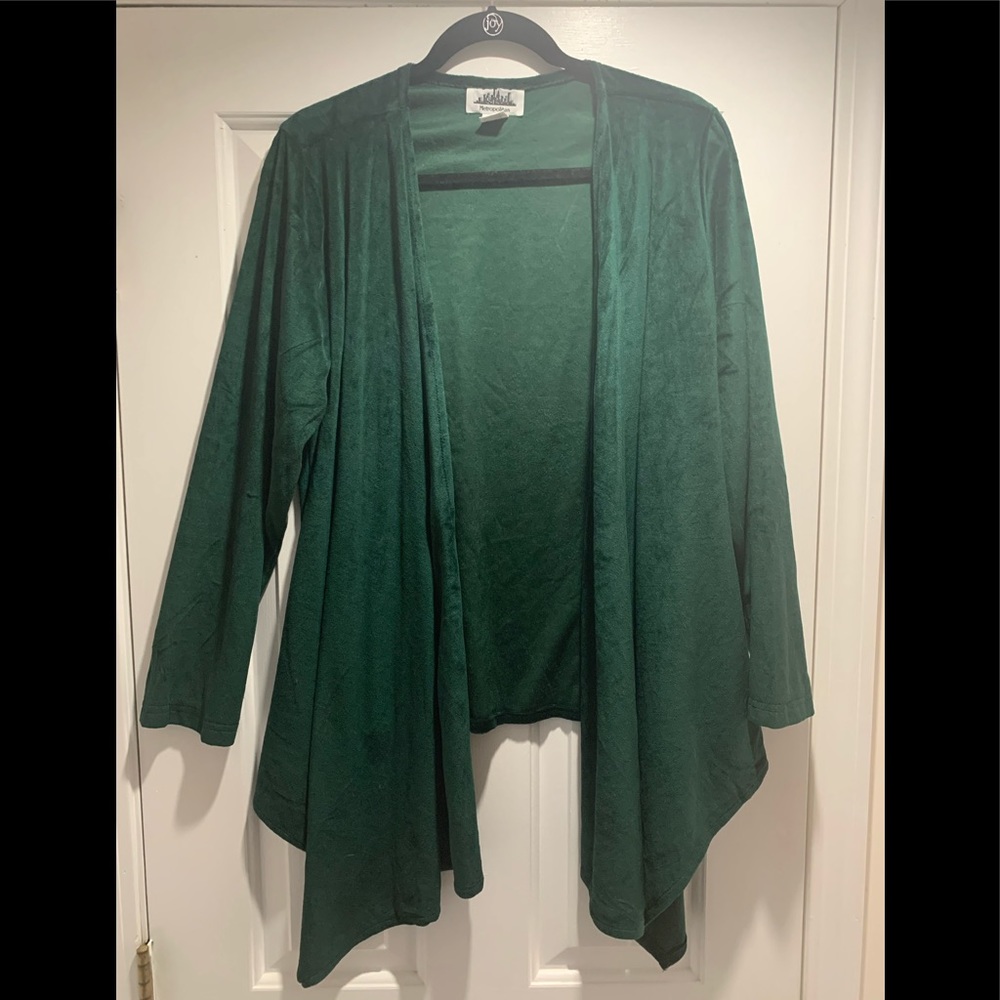 Green velvet wrap with sleeves.